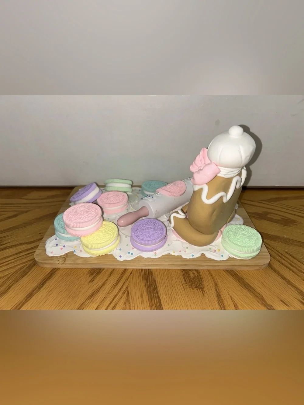 Pastel Fake Gingerbread Cookie Baker Dessert Board Display Handmade